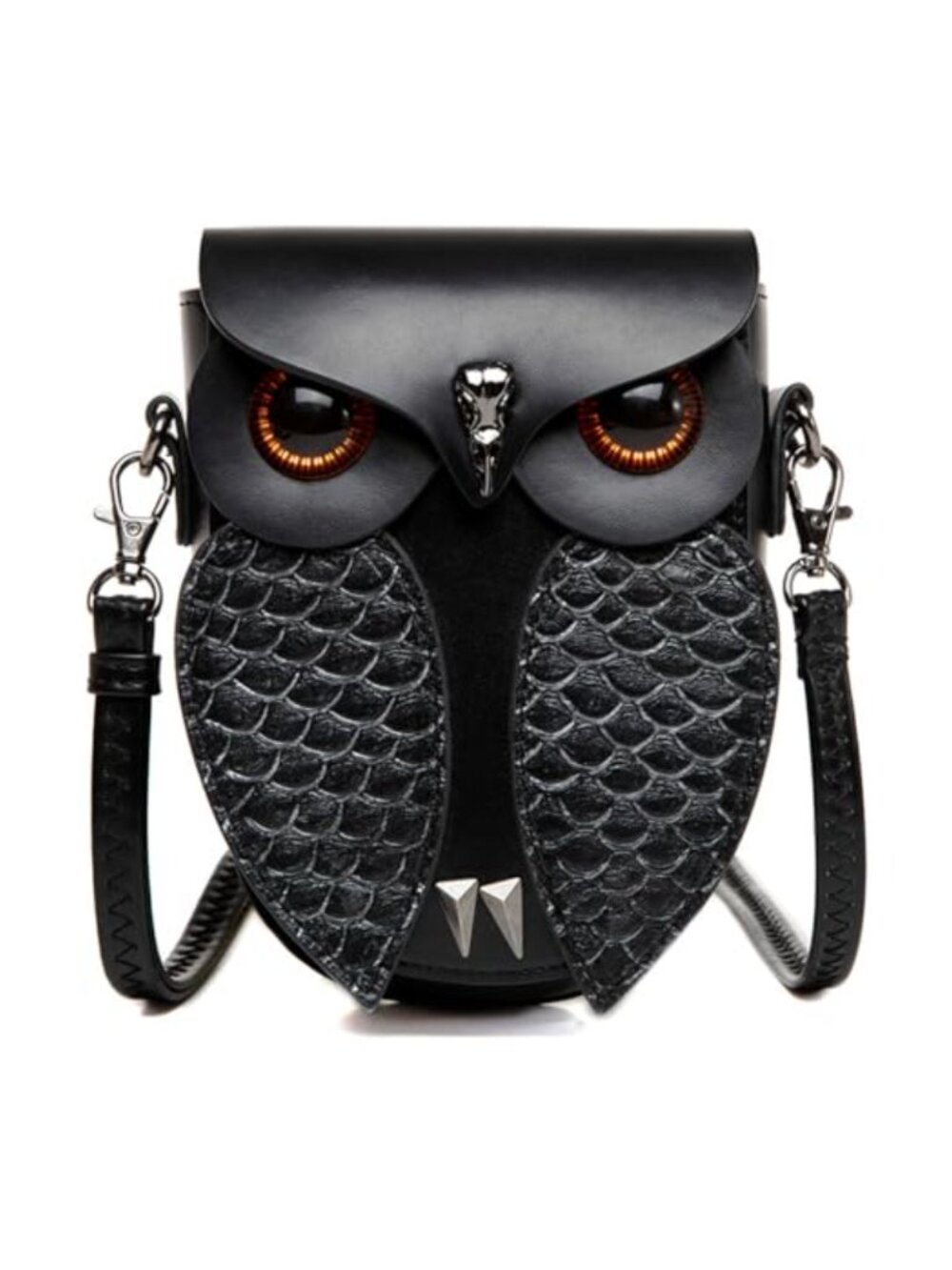 Gothic Owl Crossbody Bag, Steampunk Leather Shoulder Handbag, Small Animal